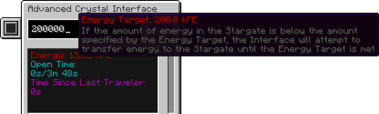 Energy Target in Interface GUI